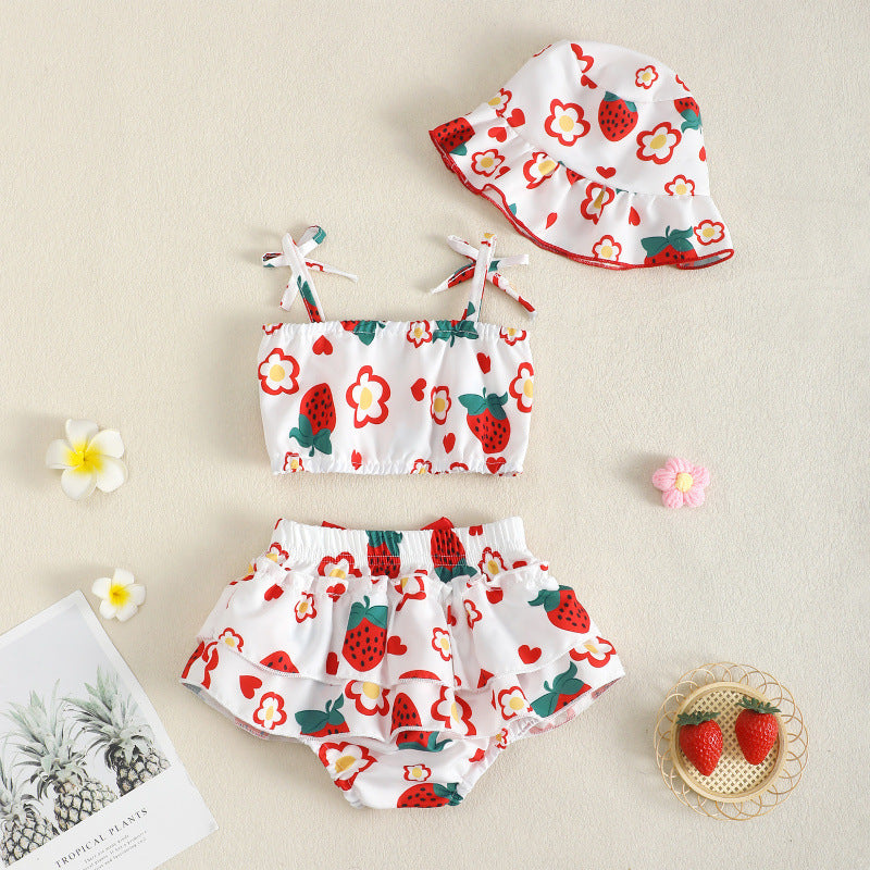 Emilia Berry Baby Girls Love Skirt Set with Hat