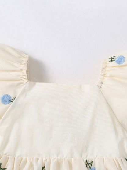 Elegant Embroidered Baby Girls Romper with Hairband