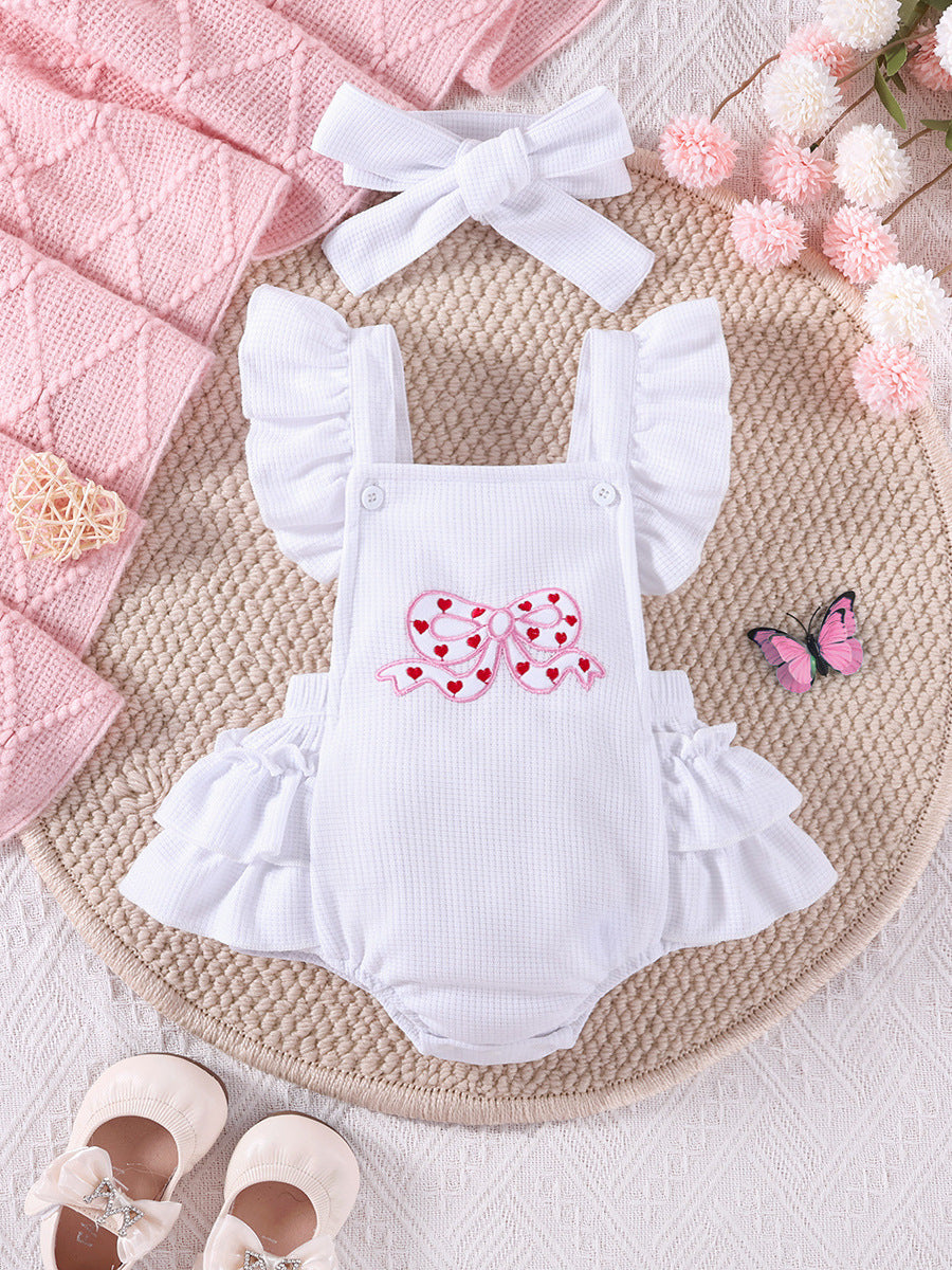 Sweet Amelia Baby Girls Hearts Romper with Headband