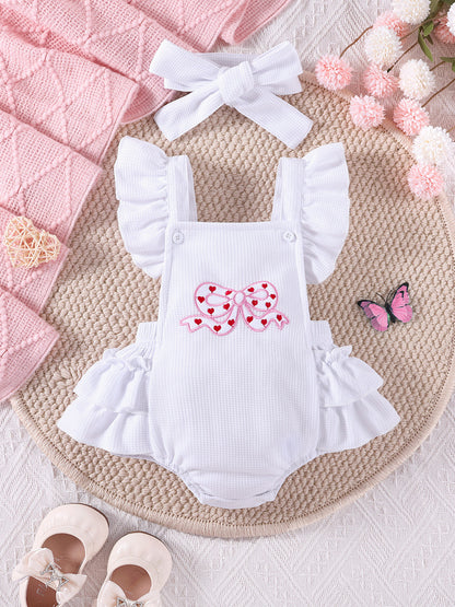 Sweet Amelia Baby Girls Hearts Romper with Headband