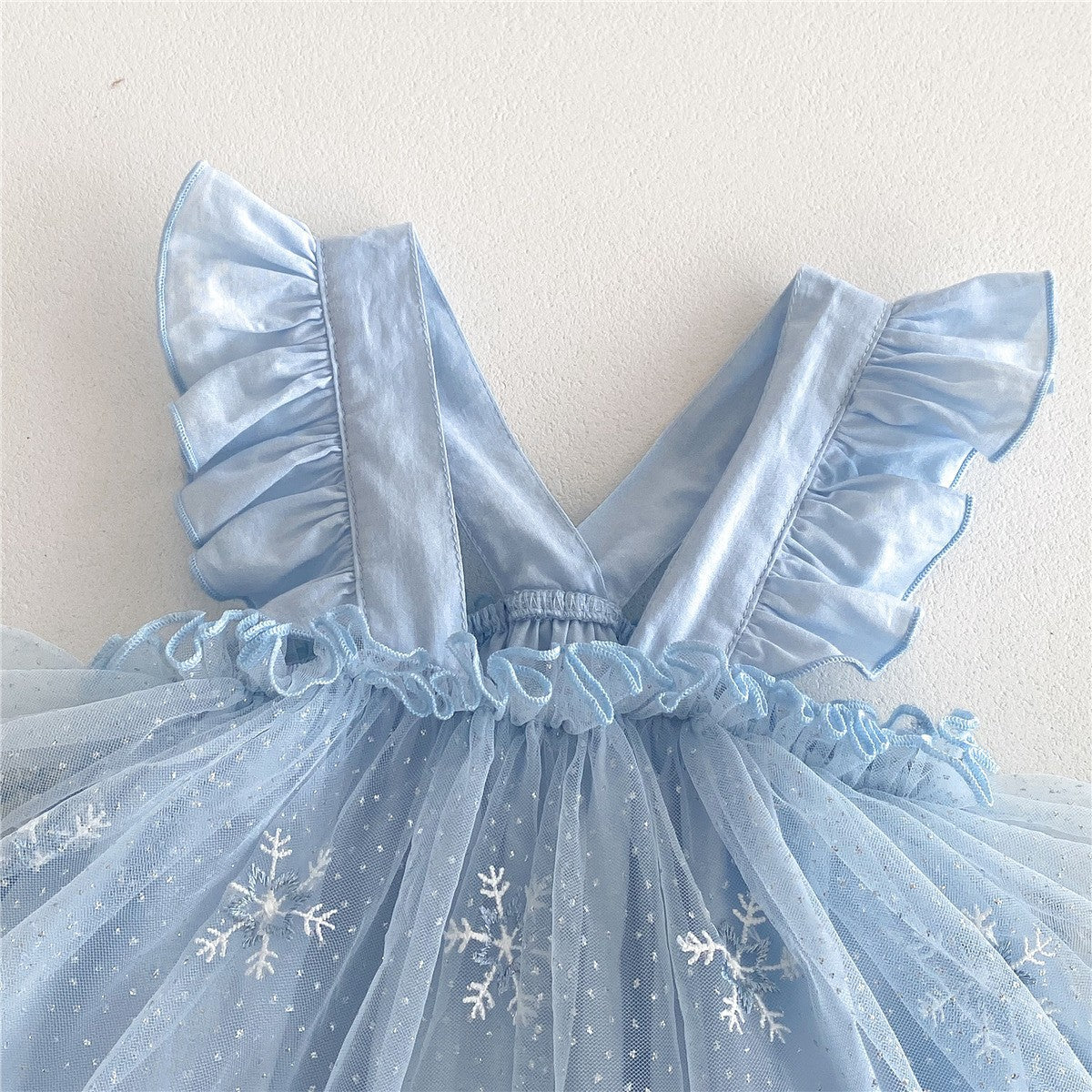 Elsa Embroidered Baby Girls Romper Dress with Hairband