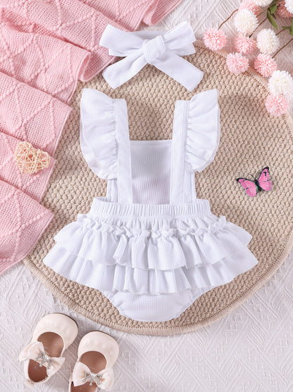 Sweet Amelia Baby Girls Hearts Romper with Headband