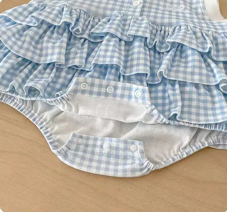Evie Baby Girls Blue Frill Romper