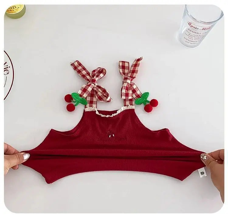 Scarlett Cherry Two Piece Baby Girls Romper Set