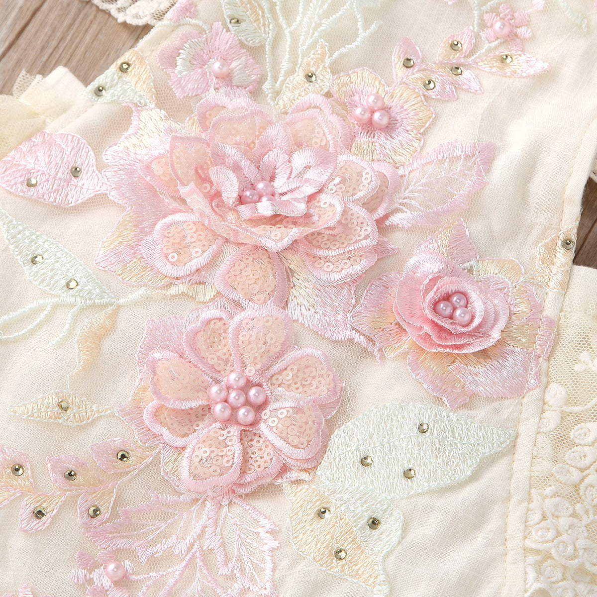 Enchanted Embroidered Lace Baby Girls Romper