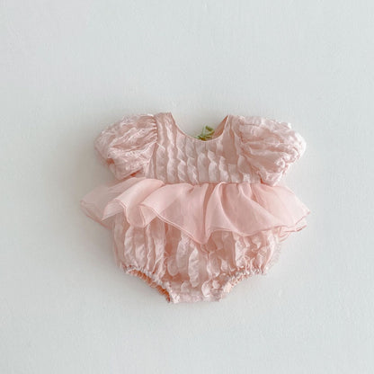 3D Tulips Baby Girls Lace Romper Dress