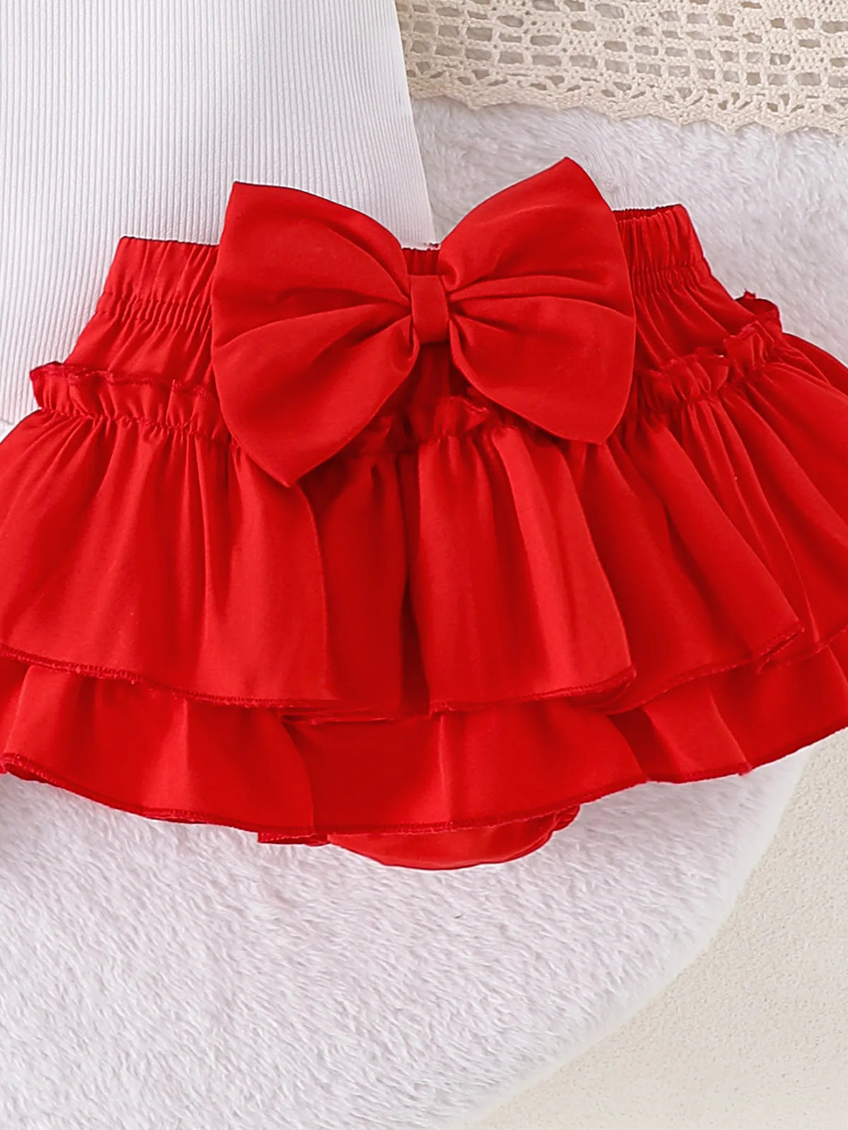 Kinsley Baby Girls Romper Skirt Set with Socks & Bow