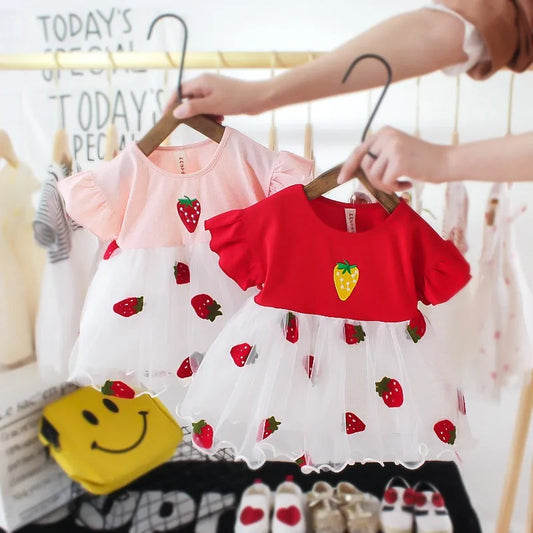 Ira Strawberry Baby Girls Dress by Ju Ju Jam β cute strawberry-print baby dress for girls