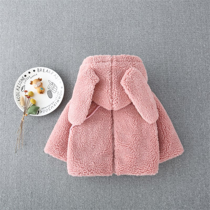 Ju Ju Jam Pink Bunny Hoodie Girls Dress, complete with a charming bunny bag for a playful and cozy look.