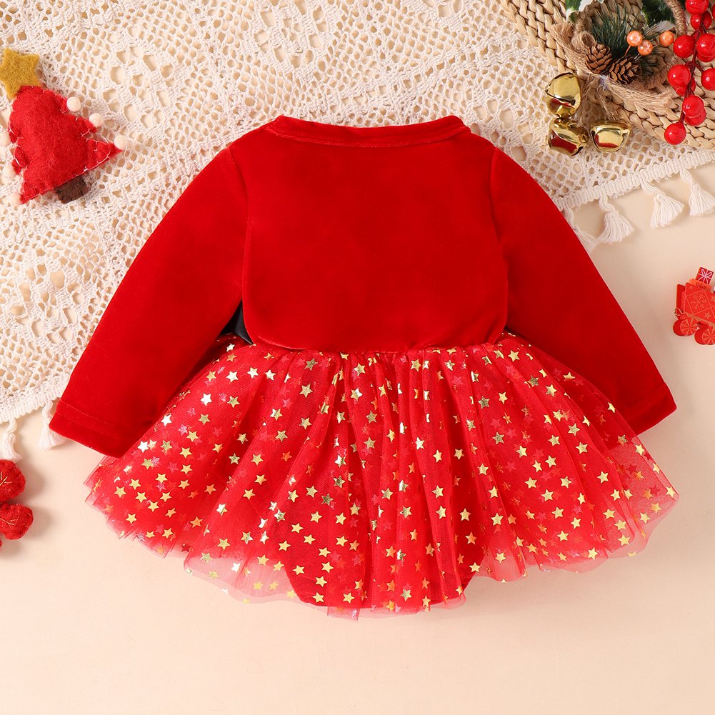 Charming red romper dress for baby girls, designed with a cute and stylish look by Ju Ju Jam.