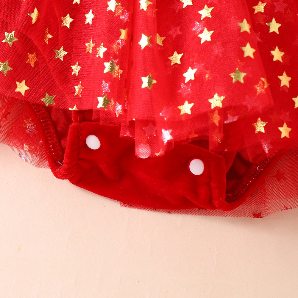 Stylish Tiny Diva baby girls romper dress in red, designed for special moments, by Ju Ju Jam.