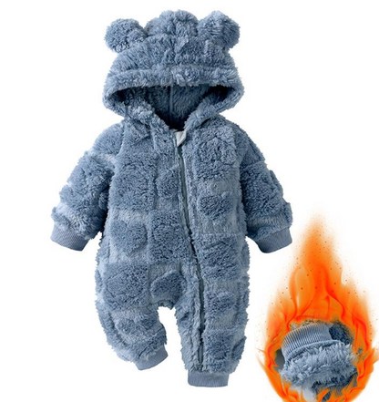 Snuggle Heart Hooded Baby Boys Girls Romper with Front Zip