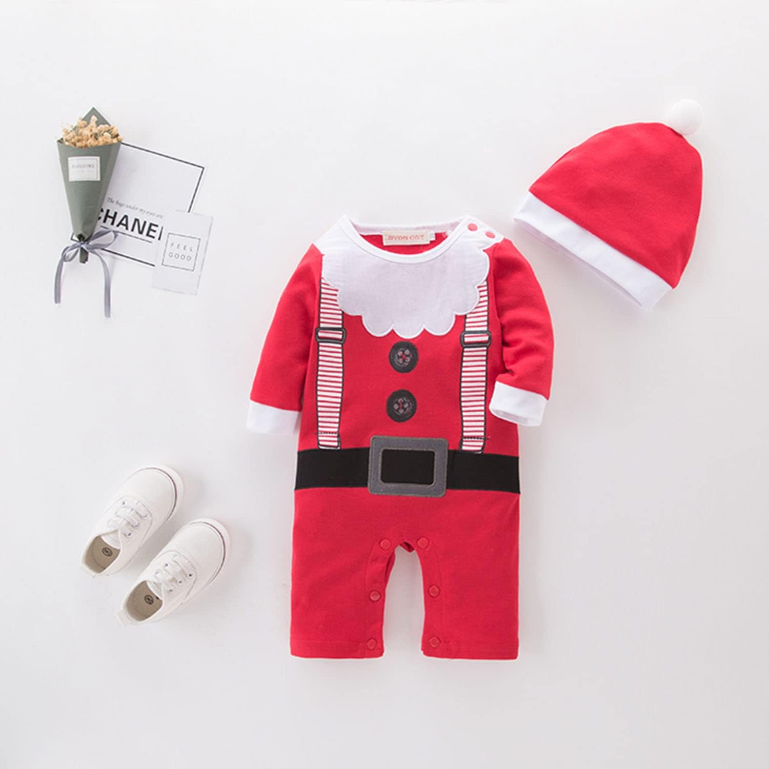 Ju Ju Jam Little Santa romper costume for baby boys, perfect for celebrating Christmas in style.