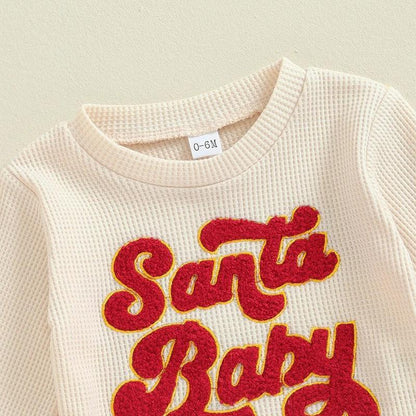 Flat-lay of Santa Baby Boys and Girls Comfy Co-ord Set, highlighting its premium material and vibrant colors.