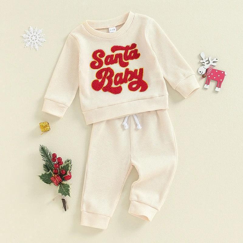 Santa Baby Boys and Girls Comfy Co-ord Set from Ju Ju Jam, perfect for festive holiday celebrations.
