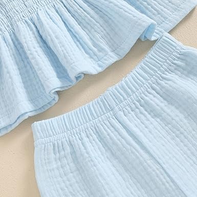 Trendy Knot Girls Blue Top and Pant Set