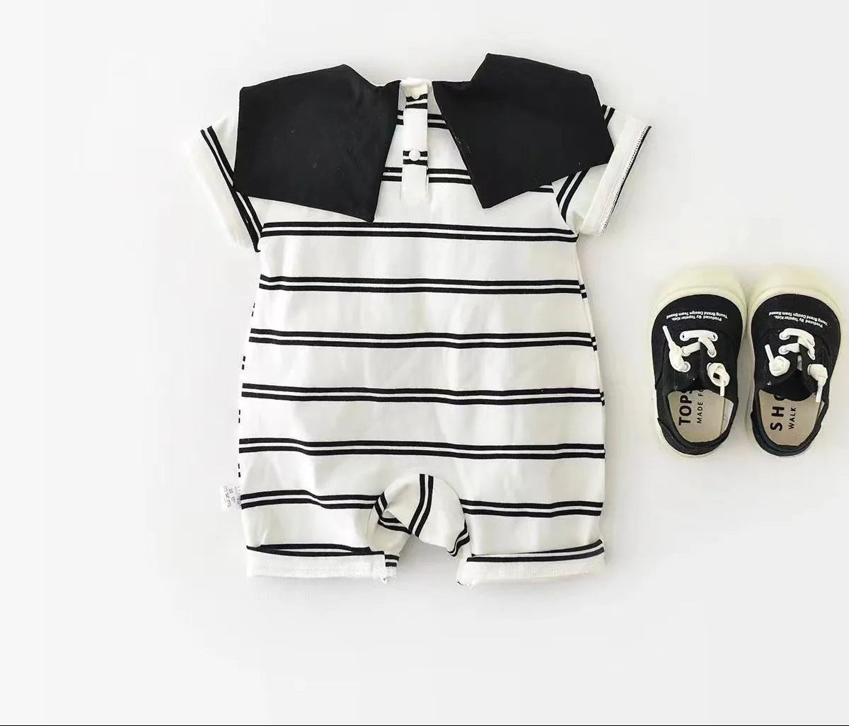 Little Panda Stripe Baby Boys Girls Unisex Romper
