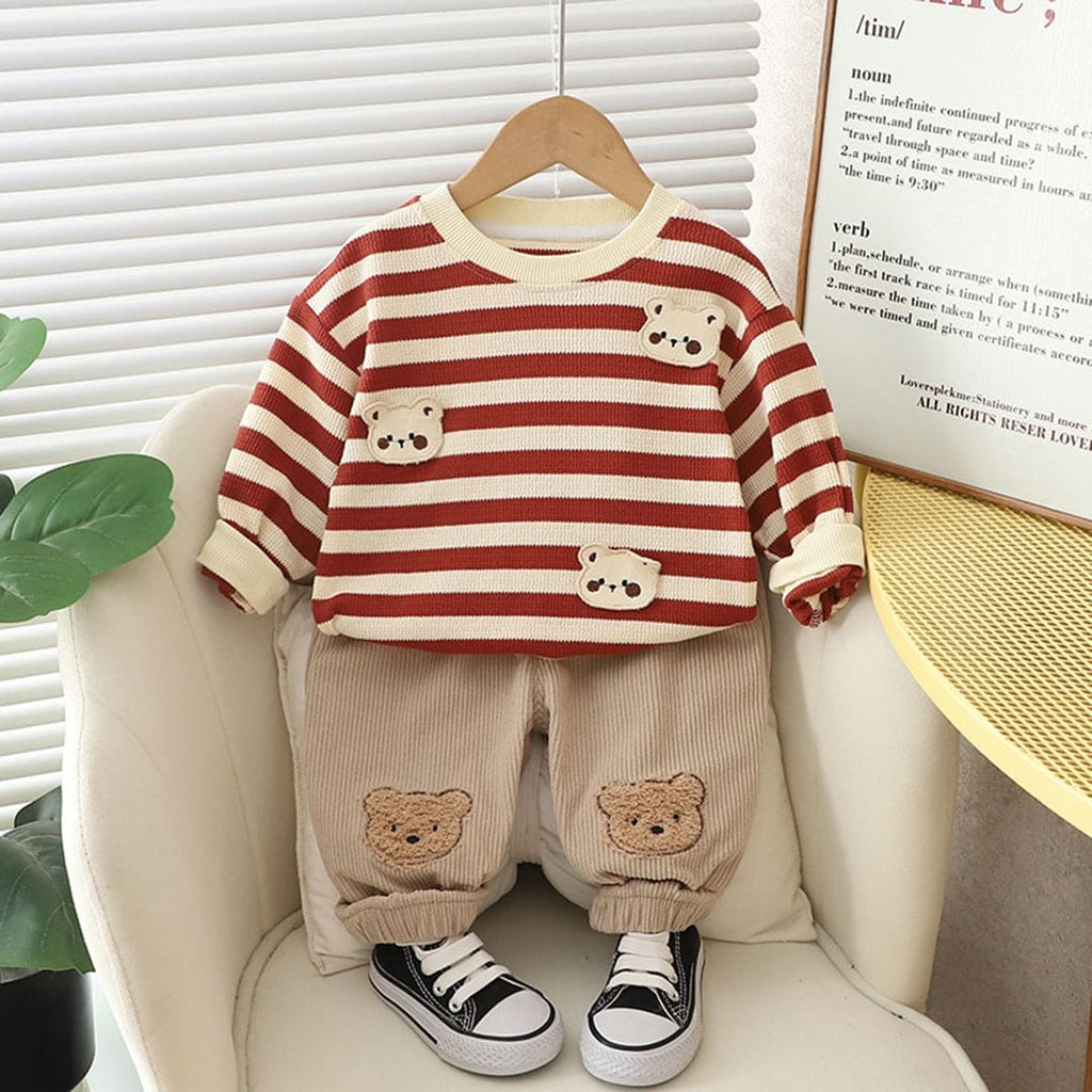 Ju Ju Jam Teddy Striped Cute Cozy Boys Set featuring soft fabric and playful design.