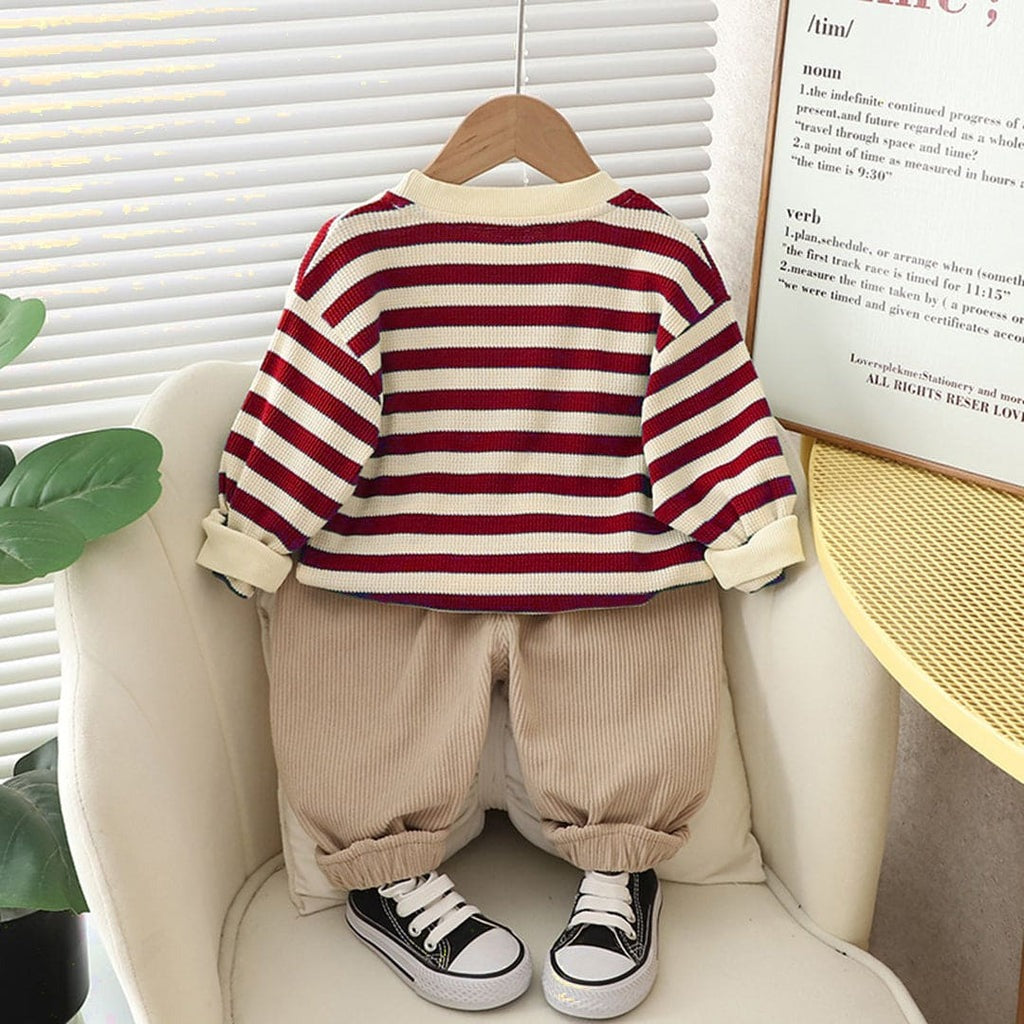 Ju Ju Jam boys' cozy set with teddy stripe pattern, ideal for keeping little ones warm and stylish.