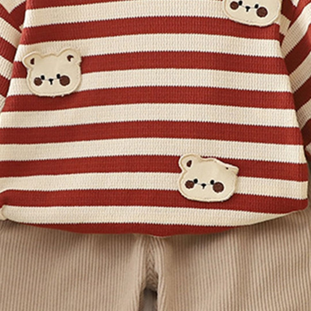 Adorable Teddy Striped Cozy Set for boys by Ju Ju Jam, perfect for comfortable playtime.