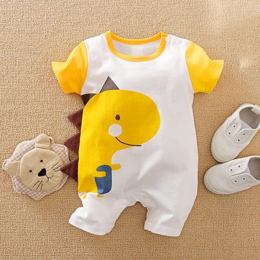Baby wearing Cute Giggles Romper by Ju Ju Jam with a happy smile