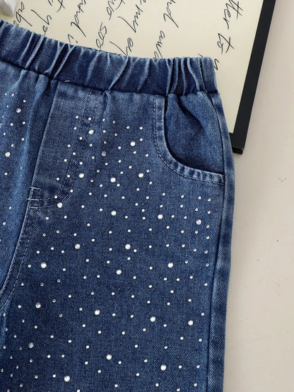 Claire Pearl Denim Three Piece Girls Jeans Set