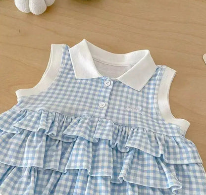 Evie Baby Girls Blue Frill Romper
