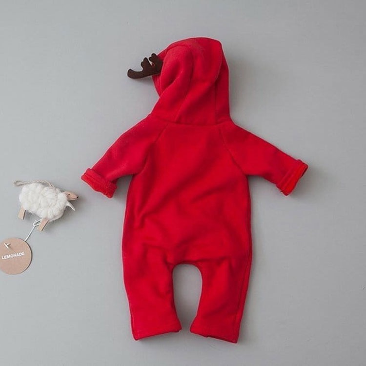 3D Reindeer romper for infants, a delightful Christmas outfit for boys and girls by Ju Ju Jam.